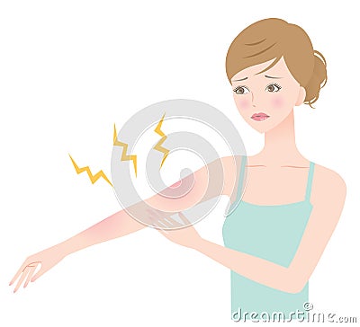 Skin redness on womanâ€™s arm Vector Illustration